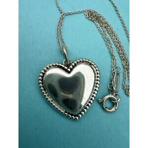 Tiffany & Co. Sterling Silver Beaded Heart Tag Chain Necklace 16” - Engravable